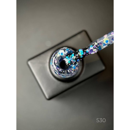 Гель лак Cosmo Glitter 530 Designer (9мл.) - з конфетті різних розмірів