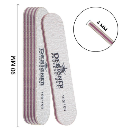 Двостороння овальна міні пилка (100/100 грит.) - Nailfile Designer