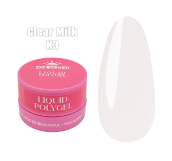 Жидкий полигель (30 мл., в банке) Designer К3 Clear Milk