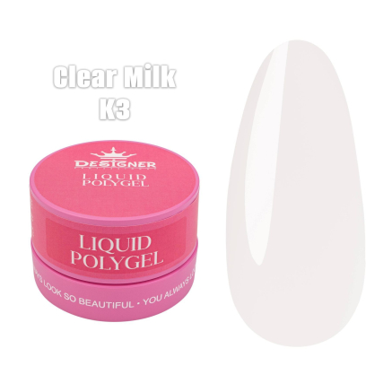 Рідкий полігель (30 мл., в банці) Designer К3 Clear Milk