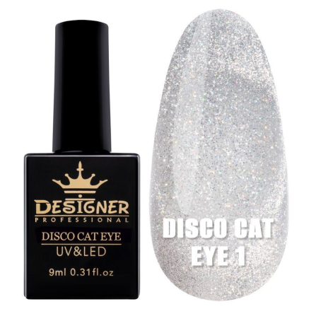 Світловідбивний гель-лак Disco Cat Eye №1, 9 мл., Designer (Котяче око)