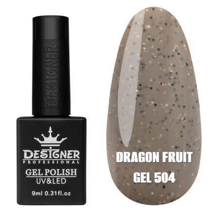 Гель лак Dragon fruit 504 Designer (9мол) - з чорно-білими крапками