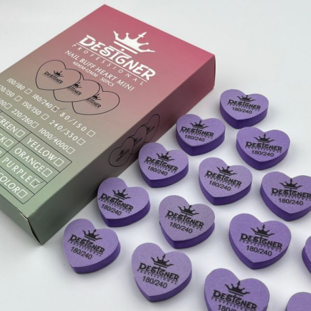 Nail Buff Heart Mini Purple (Фіолетовий) 180/240 грит - Designer баф у формі сердечка