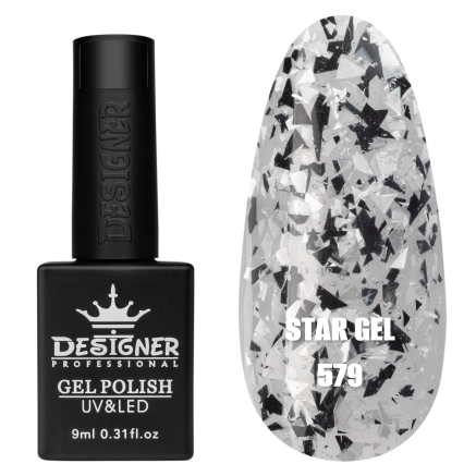 Гель лак Star gel 579 Designer (9мл.) - з пластівцями Юкі