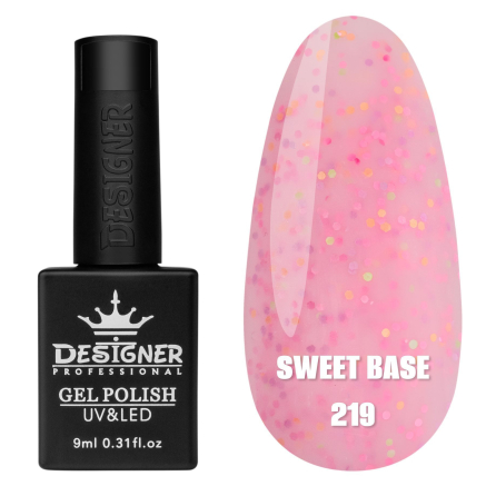 Цветная база Sweet base 219 Designer (9 мл.) - с мелким конфетти разных цветов