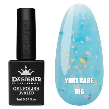 Кольорова база Yuki base 186 Designer (9 мл.) - з пластівцями юкі