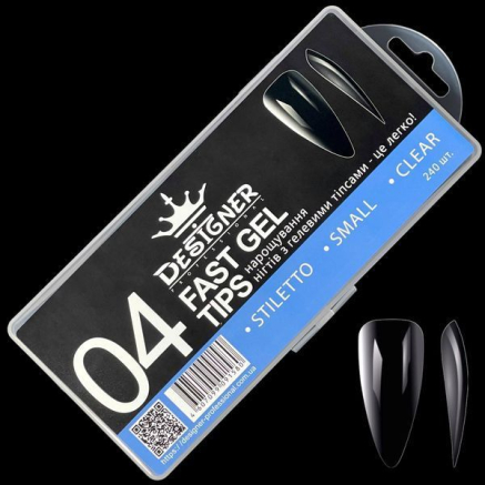 Fast gel tips №4 (Stiletto, small size) - Гелеві типси Designer