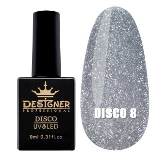 Світловідбивний гель-лак №8 (Темне срібло), 9 мл. - Disco gel polish Designer