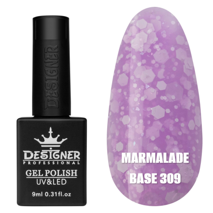 Кольорова база Marmalade base 309 Designer (9 мл.) - з білими конфетті