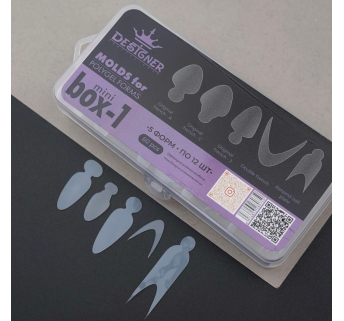 Nail Molds Mini Box 1, 60 шт. (5 форм) - Силіконові молди для верхніх форм та французького манікюру Designer