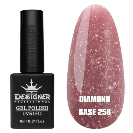 Базове покриття Diamond Base 258 Designer (9 мл.) - с легким світловідбивним ефектом