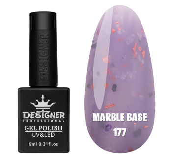 Кольорова база Marble base 177 Designer (9 мл) - з різнокольоровою поталлю