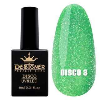 Світловідбивний гель-лак №3 (Зелений), 9 мл. - Disco gel polish Designer