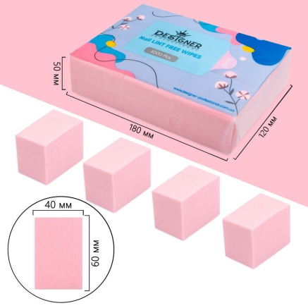 Безворсові серветки 1000 шт. (Рожеві) - Lint free wipes Designer