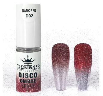 Disco Ombre Spray (7 г.) Dark Red D02 - світловідбивна спрей пудра Designer для створення омбре на нігтях