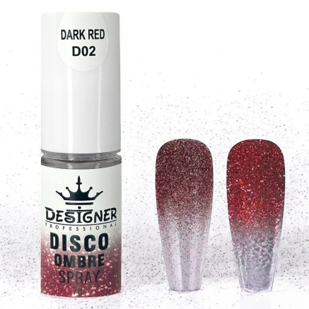 Disco Ombre Spray (7 г.) Dark Red D02 - світловідбивна спрей пудра Designer для створення омбре на нігтях