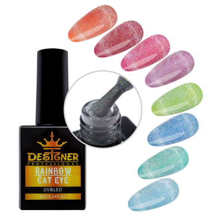 Райдужний гель-лак Rainbow Cat Eye, 9 мл. - Designer (Котяче око)