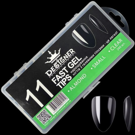 Fast gel tips №11 (Almond, small size) - Гелеві типси Designer