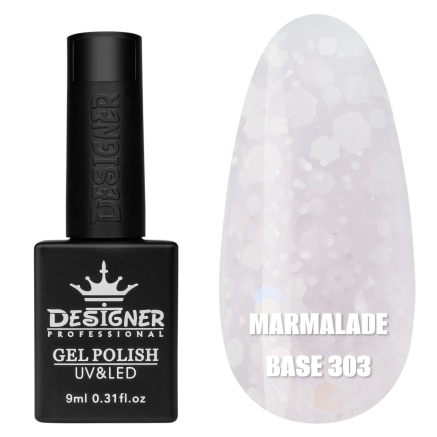 Кольорова база Marmalade base 303 Designer (9 мл.) - з білими конфетті