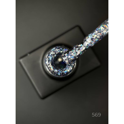 Гель лак Clow Glitter 569 Designer (9мл.) - з пластівцями хамелеон різних розмірів та гліттером