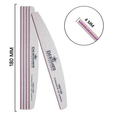 Двостороння пилка півмісяць (180/180 грит.) - Nailfile Designer