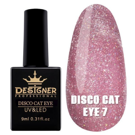 Світловідбивний гель-лак Disco Cat Eye №7, 9 мл., Designer (Котяче око)