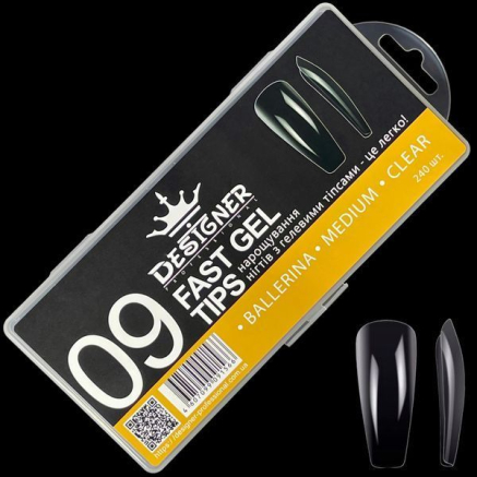 Fast gel tips №9 (Ballerina, medium size) - Гелеві типси Designer