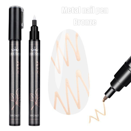 Chrom metal nail pen (Bronze) - ручка для дизайну нігтів Designer