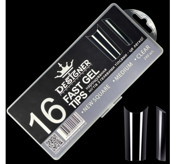 Fast gel tips №16 (New square, medium size) - Гелевые типсы Designer