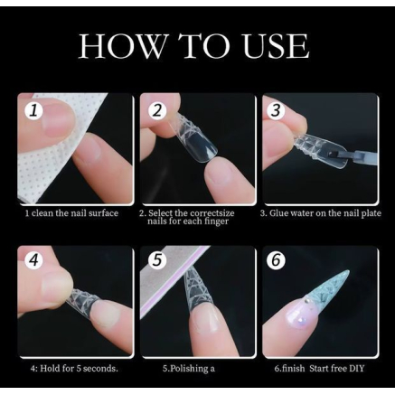 Crystal Fast Gel Tips (Trapezoid Medium TS2) - тіпси гелів з шипами Designer 120 шт/уп