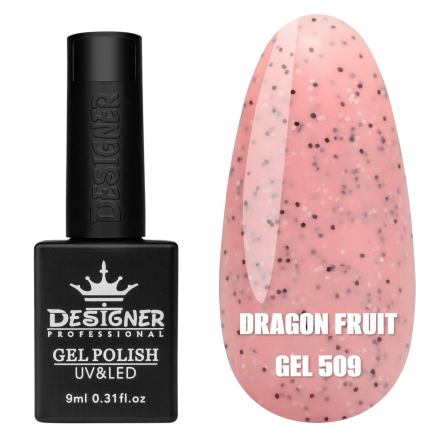 Гель лак Dragon fruit 509 Designer (9мол) - з чорно-білими крапками