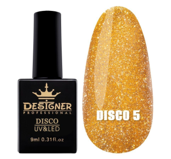 Світловідбивний гель-лак №5 (Золото), 9 мл. - Disco gel polish Designer