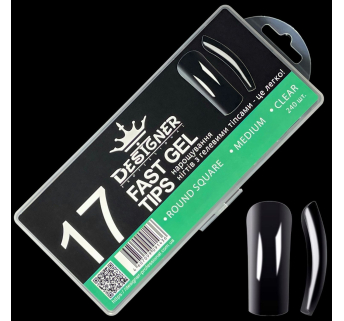 Fast gel tips №17 (Round square, medium size) - Гелевые типсы Designer