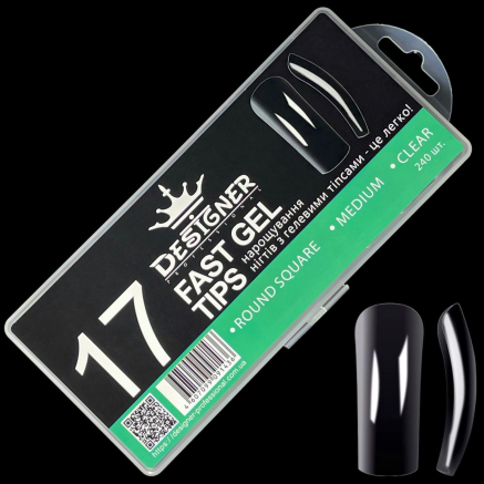 Fast gel tips №17 (Round square, medium size) - Гелеві типси Designer