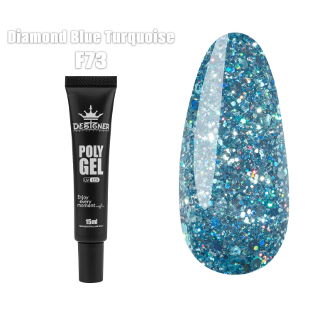 Полігель (15 мл.) DDesigner F73 Diamond Blue Turquoise
