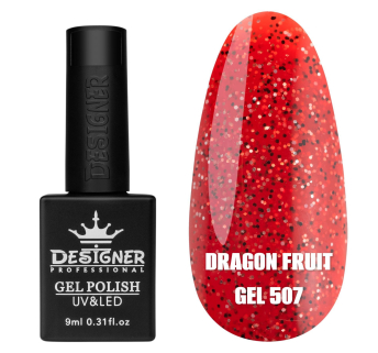 Гель лак Dragon fruit 507 Designer (9мол) - з чорно-білими крапками