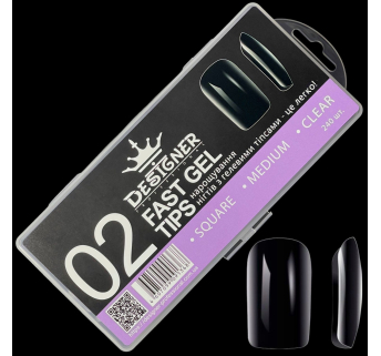 Fast gel tips №2 (Square, medium size) - Гелевые типсы Designer