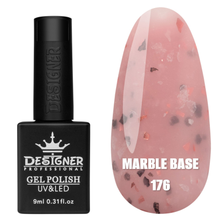 Кольорова база Marble base 176 Designer (9 мл) - з різнокольоровою поталлю