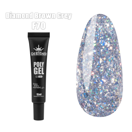Полігель (15 мл.) Designer F70 Diamond Brown Grey Полігель (15 мл.) Designer F70 Diamond Brown Grey