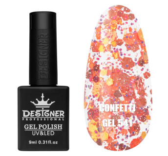 Гель лак Confetti 541 Designer (9мл.) - з конфетті різних розмірів