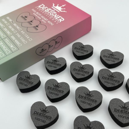 Nail Buff Heart Mini Black (Чорний) 100/180 грит - Designer баф у формі сердечка
