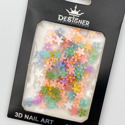 3D декор для объёмного дизайна ногтей 'Разноцветные ромашки' Designer - C1