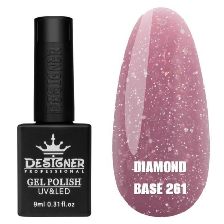 Базове покриття Diamond Base 261 Designer (9 мл.) - с легким світловідбивним ефектом
