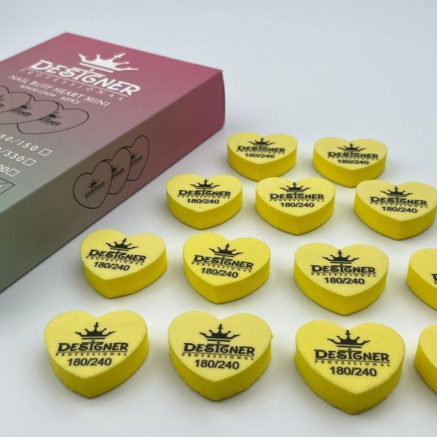 Nail Buff Heart Mini Yellow (Жовтий) 100/180 грит - Designer баф у формі сердечка