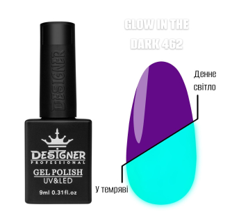 Гель лак Glow in the dark 462 Designer (9мл.) - люмінесцентний (світиться у темряві)