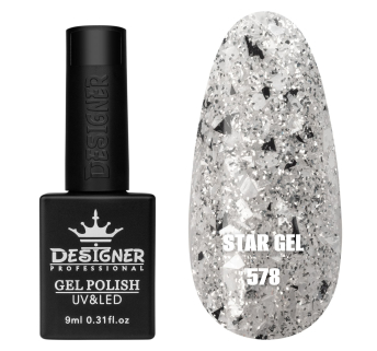 Гель лак Star gel 578 Designer (9мл.) - з пластівцями Юкі