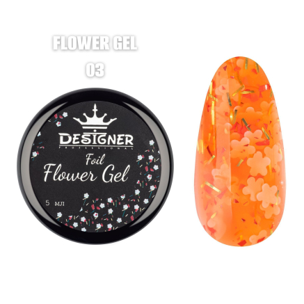 Foil flower gel FG03 (5 мл) Designer - гель з квіточками з фольги