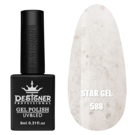 Гель лак Star gel 588 Designer (9мл.) - з пластівцями Юкі