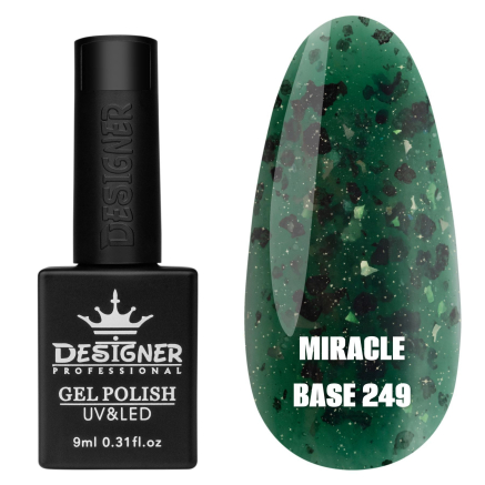 Цветная база Miracle base 249 Designer (9 мл.) - с черной, серебряной и цветной поталью
