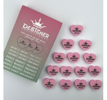 Nail Buff Heart Mini Pink (Рожевий) 180/240 грит - Designer баф у формі сердечка